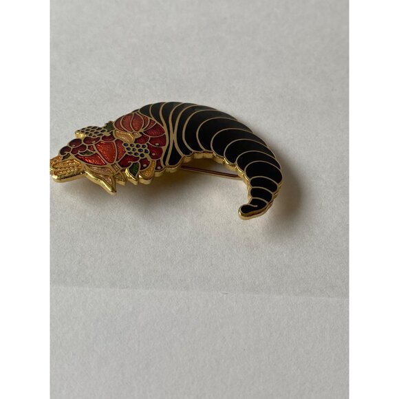 Crown Fish Cornucopia-Style Enamel Pin With Vibrant Fruit & Gold-Tone Details J0 - Picture 8 of 10